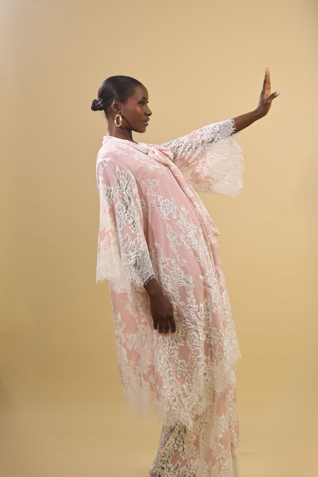 THE SERAPHINA LACE KAFTAN TWO PIECE-PINK