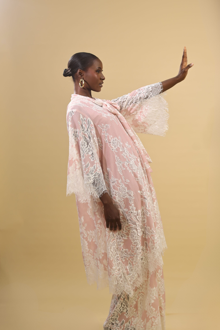 THE SERAPHINA LACE KAFTAN TWO PIECE-PINK